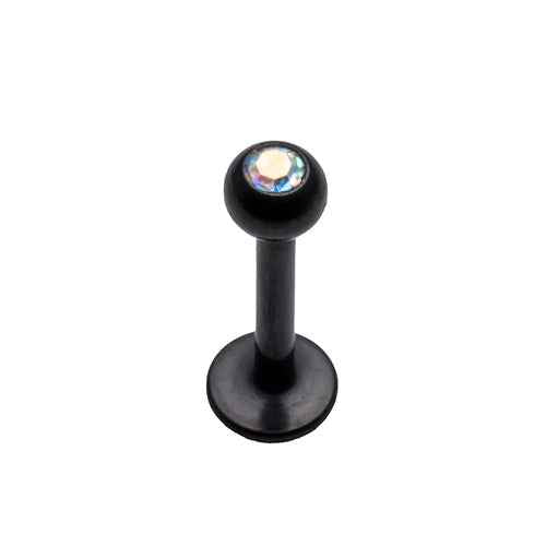 Black steel Labret bar, 1.2x8mm assorted colours