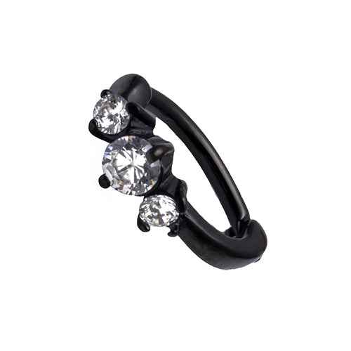 Black steel Daith/Rook hinged ring  - 1.2x8mm