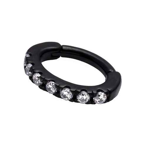 Black steel Rook or Daith hinged ring  - 1.2x8mm