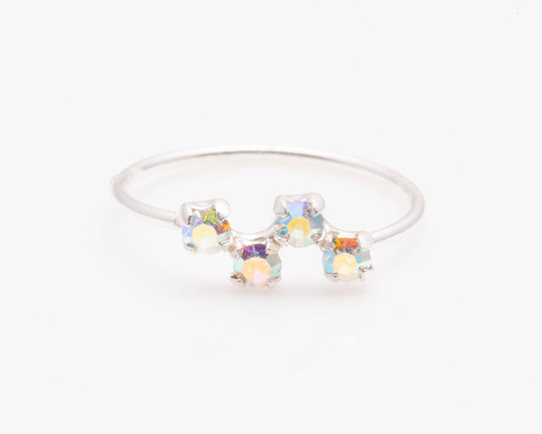 Sterling silver crystal nose rings zigzag