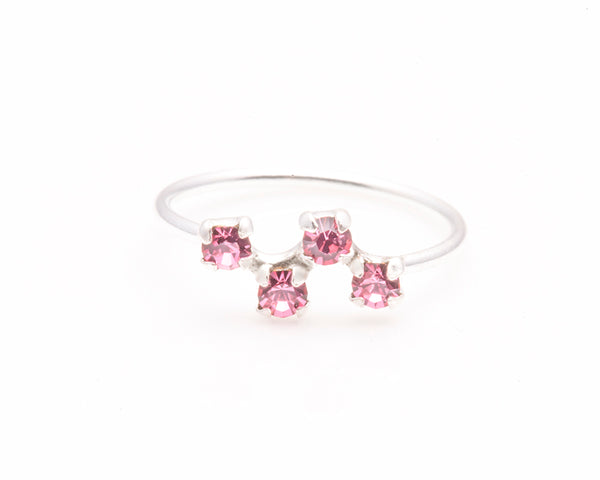 Sterling silver crystal nose rings zigzag