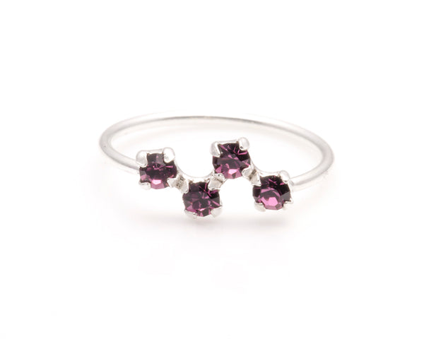 Sterling silver crystal nose rings zigzag