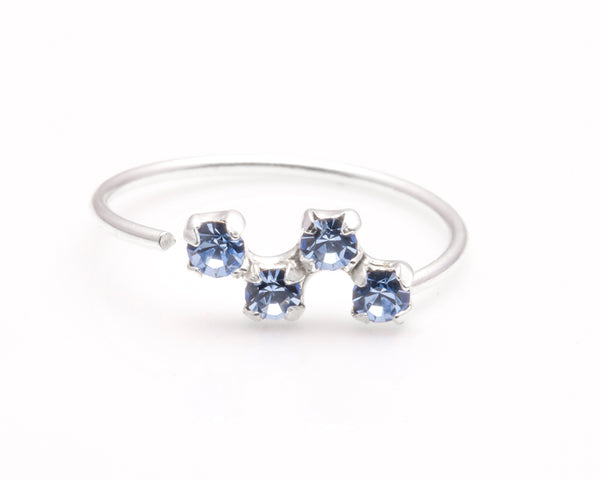 Sterling silver crystal nose rings zigzag