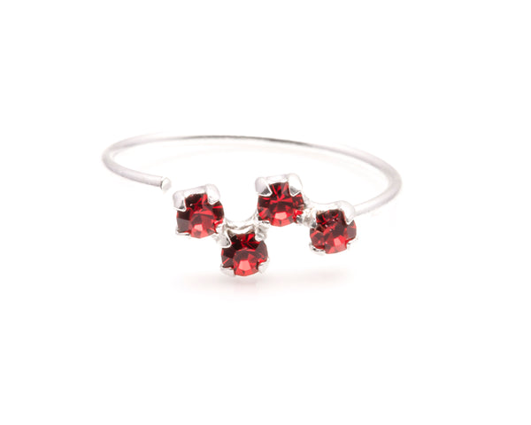 Sterling silver crystal nose rings zigzag