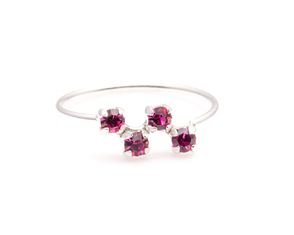 Sterling silver crystal nose rings zigzag