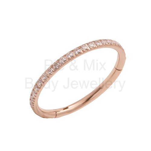 Rose titanium 1.2x8mm hinged ring - Pic&Mix The Body Jewellery Shop