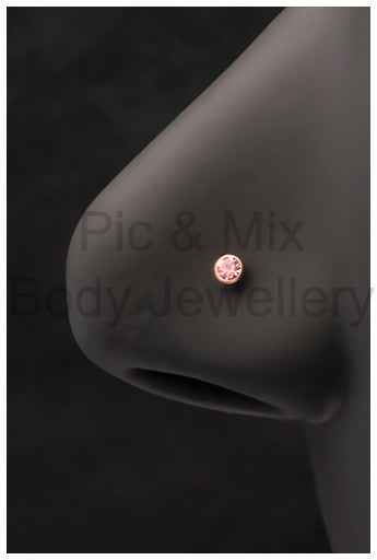 Titanium Rose Gold Coloured Crystal Nose Screw