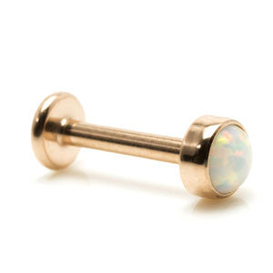 Rose Titanium labret with synthetic opal inlay - Pic&Mix The Body Jewellery Shop