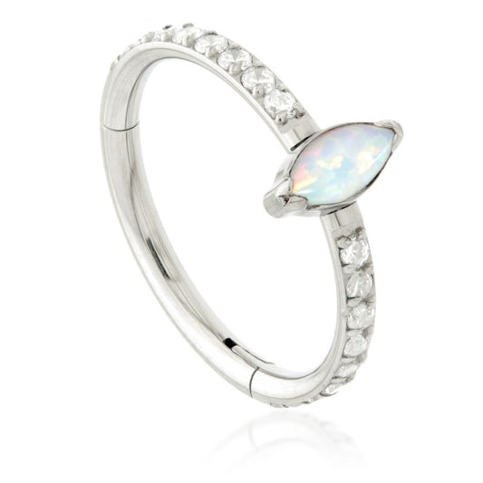 Titanium Hinged 1.2x10mm  with cz or synthetic opal Marquise - Pic&Mix The Body Jewellery Shop