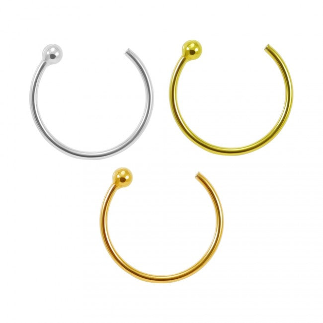 Sterling silver open nose ring 0.8x7 or 9mm - Pic&Mix The Body Jewellery Shop