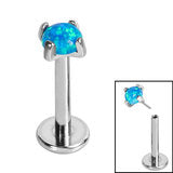 Titanium push fit Labret with synthetic Opal - Pic&Mix The Body Jewellery Shop