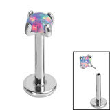 Titanium push fit Labret with synthetic Opal - Pic&Mix The Body Jewellery Shop