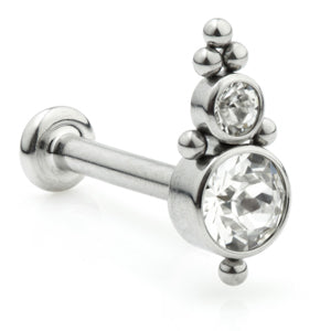 Ti Labrets - 1.2x8mm with clear crystals - Pic&Mix The Body Jewellery Shop