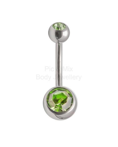 Double Gem belly bar - 1.6 x 6mm