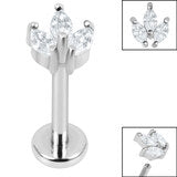 Titanium Labret with Jewelled Marquise Leaf - Pic&Mix The Body Jewellery Shop