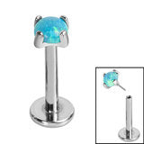 Titanium push fit Labret with synthetic Opal - Pic&Mix The Body Jewellery Shop