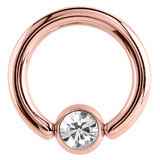 Rose gold,  Black and Zircon coloured ball closure ring with crystal