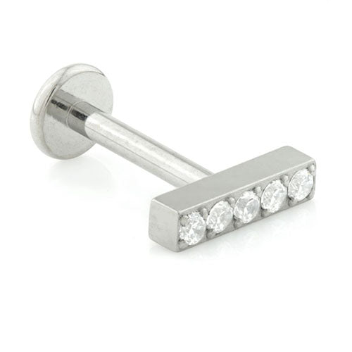 Push Fit Titanium 5 Gem bar 1.2 x 8mm - Pic&Mix The Body Jewellery Shop