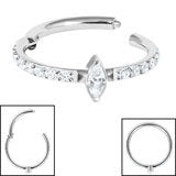 Titanium Hinged 1.2x10mm  with cz or synthetic opal Marquise - Pic&Mix The Body Jewellery Shop