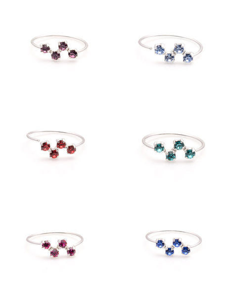 Sterling silver crystal nose rings zigzag