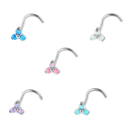 Nose Screw - Titanium claw set Synthetic Opals - Pic&Mix The Body Jewellery Shop