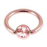 Rose gold,  Black and Zircon coloured ball closure ring with crystal
