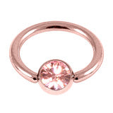 Rose gold,  Black and Zircon coloured ball closure ring with crystal